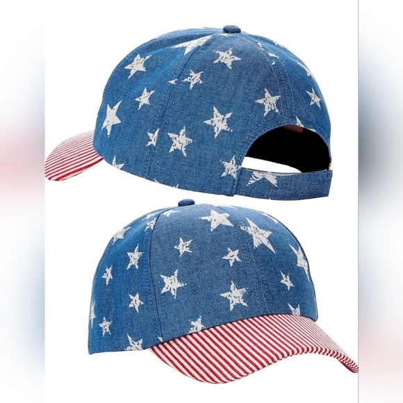 American Flag Style Baseball Unbranded OSFM Hat Cap Red White Blue - Picture 1 of 13